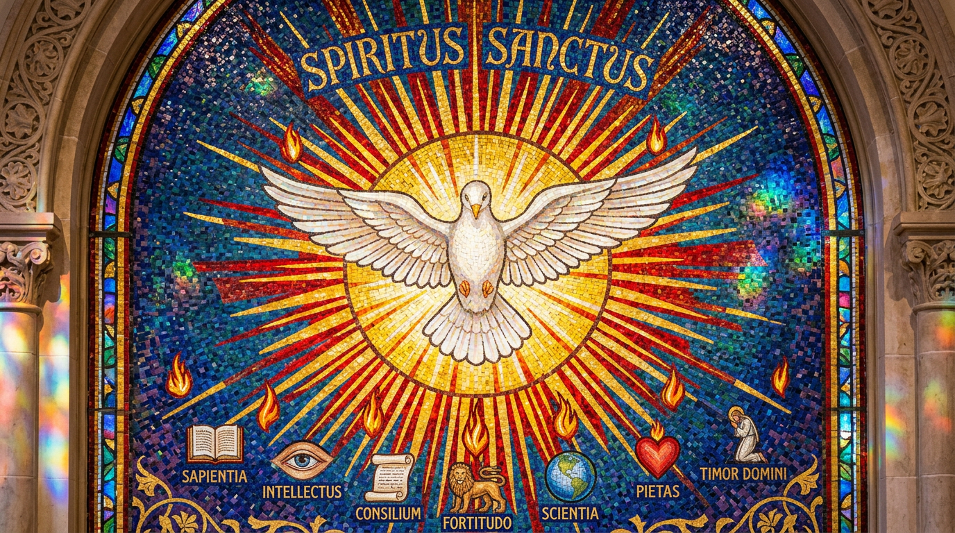 Catholic Holy Spirit dove with radiant light
